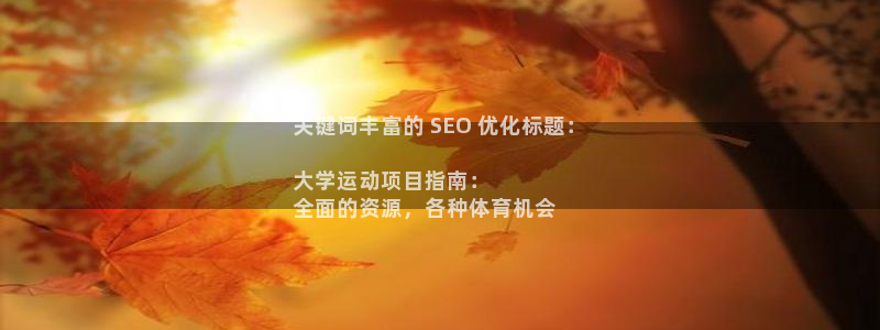 必发集团官网平台|关键词丰富的 SEO 优化标题：

大学运